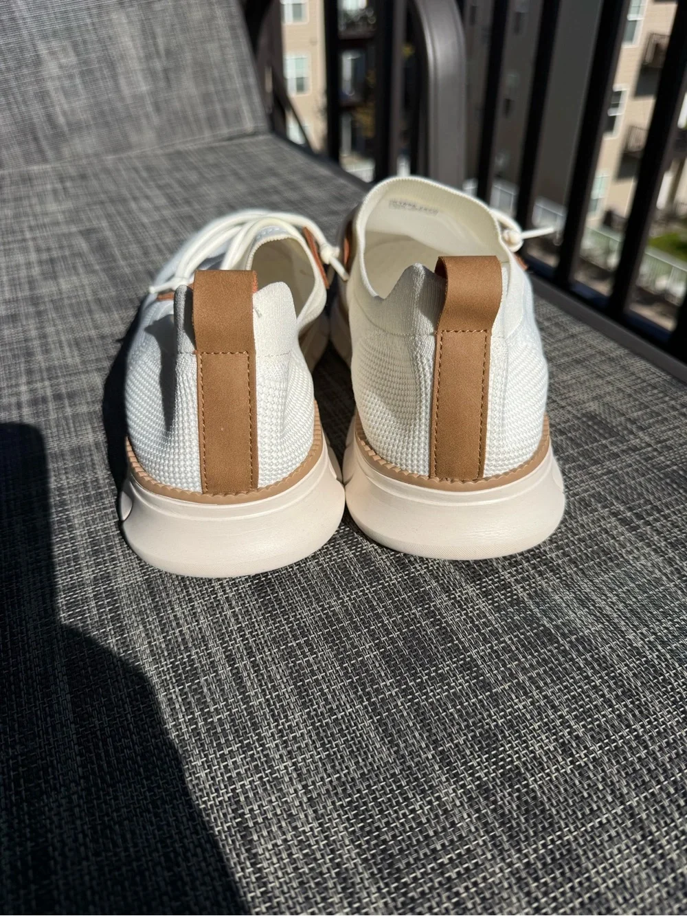 Casual White Boat Shoes with Tan Accents